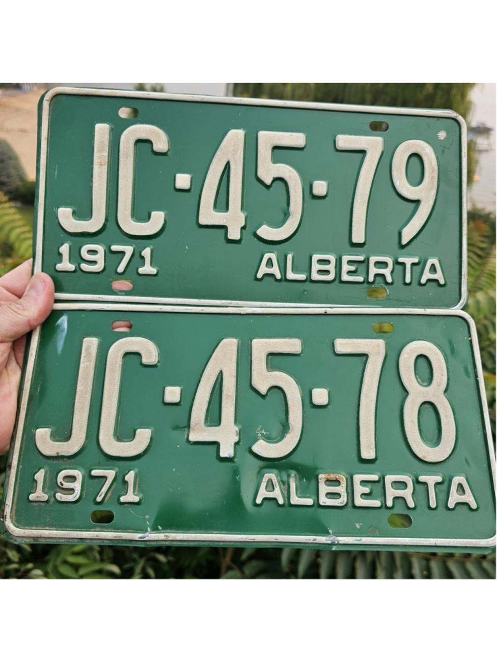 Rare 1971 Alberta License Plate Pair JC-45-78 Sequential Matching Plates...
